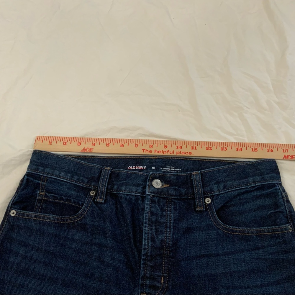Old Navy Jeans High Rise Slouchy Straight Secret Slim Pockets Size 10 Button Fly - Picture 10 of 15